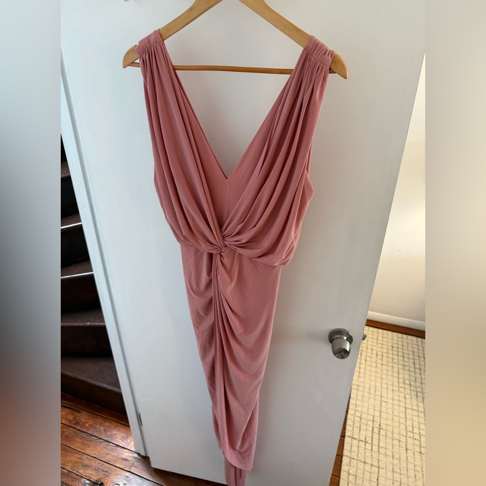Misa Leza Gathered Crossover Sleeveless Tulip Maxi Dress Size XS